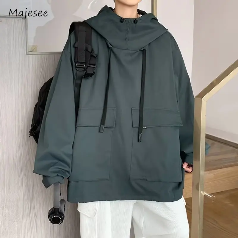 Hoodies Men Chic All-match Trendy Safari Style Long Sleeves Streetwear Japanese  Males Clothing Loose Autumn Warm Popular