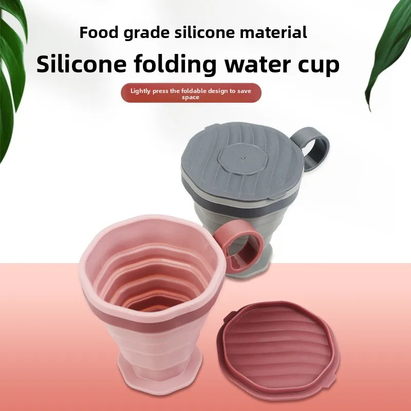 1 Stück Tragbare Silikon Faltbare Kaffeetasse Reise-Wasserbecher mit Deckel für Outdoor Camping Wandern