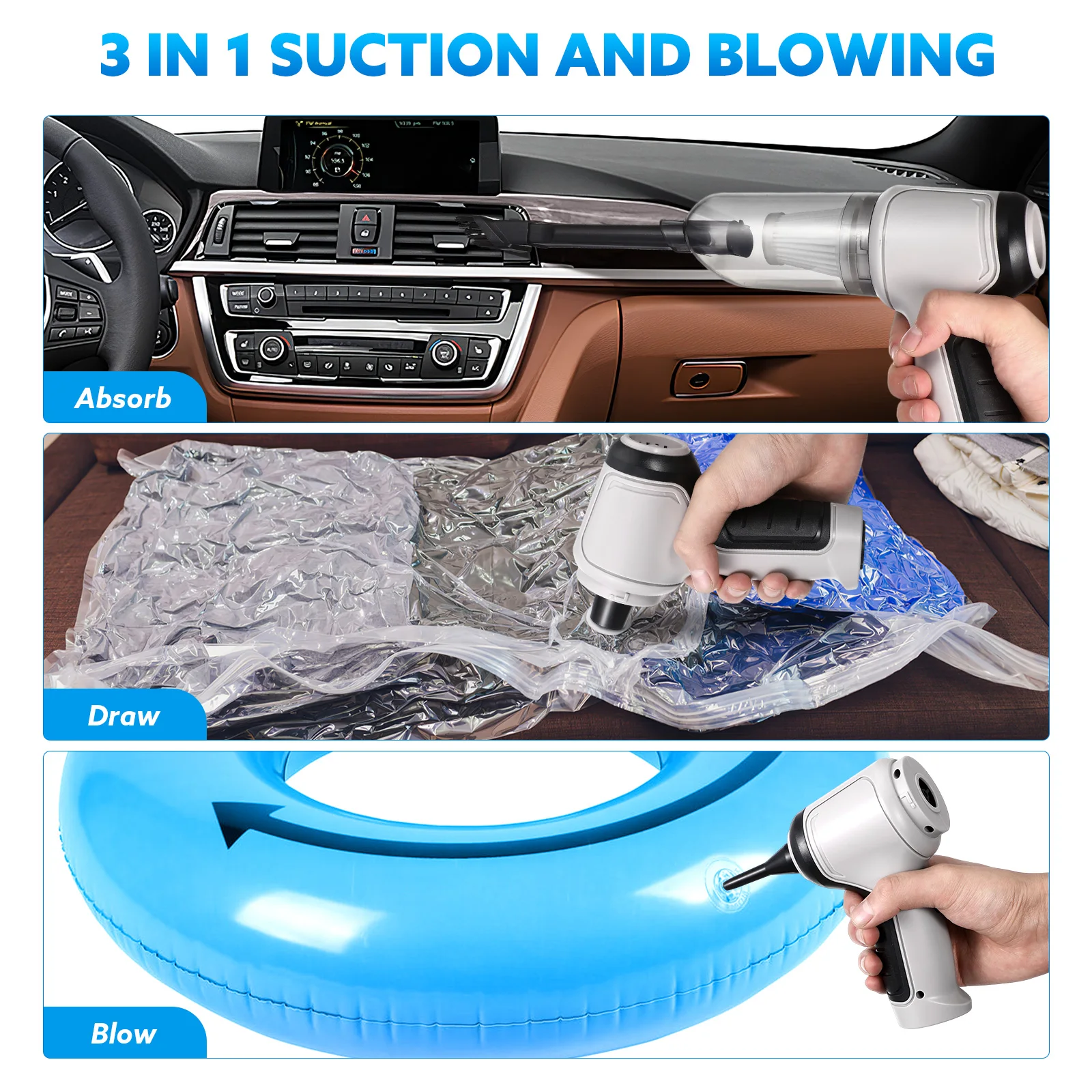 

Multifunctional Portable Car Vacuum Cleaner High Power Copper Motor Wireless Handheld Dust Removal for Vehicles Trucks Homes Pet