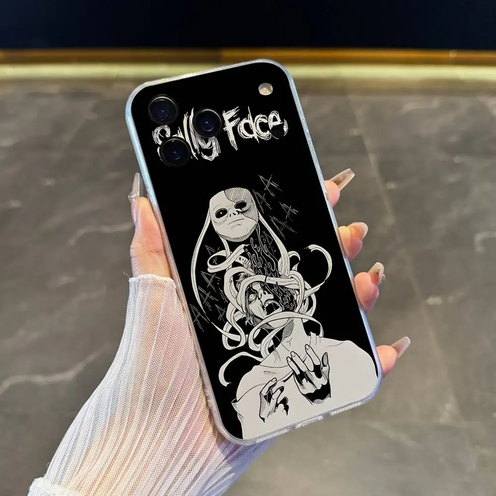 حافظة هاتف كارتون S-Sally Face SF لهاتف آيفون 17,16,15,14,13,12,11 Pro,Max,Plus,X,XS,XR,SE4,E غطاء ناعم شفاف صغير