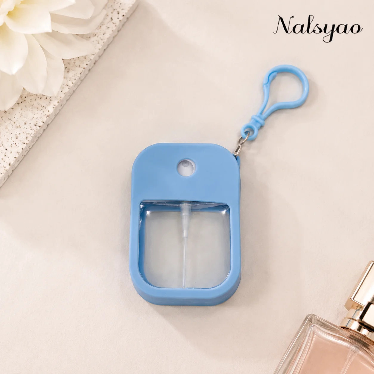 Nalsyao 38ml Spray Kleiner Desinfektionsspray Duftender Veganer Handdesinfektionsmittel mit Schlüsselanhänger Parfüm Alkohol Wassersprayflasche für Reisen – Detail 10
