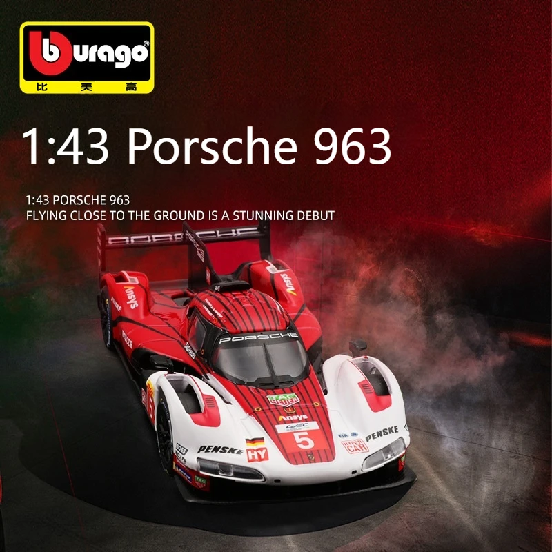 

Bruago 1:43 Porsche 963 Precision Die-Casting Alloy Car Model High-Quality Car Model Male Collector'S Item Decoration Toy Gift