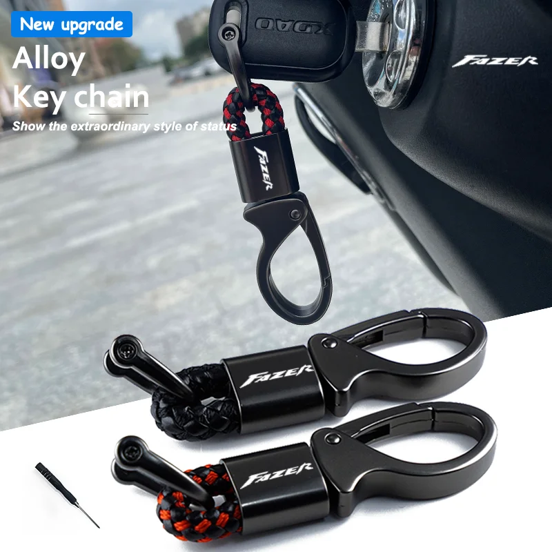 For Yamaha FZ1 FAZER FZ6 FZ6R FZ8 FAZER FZ750 FZR1000 Accessories Custom LOGO Motorcycle Braided Rope Keyring Metal Keychain