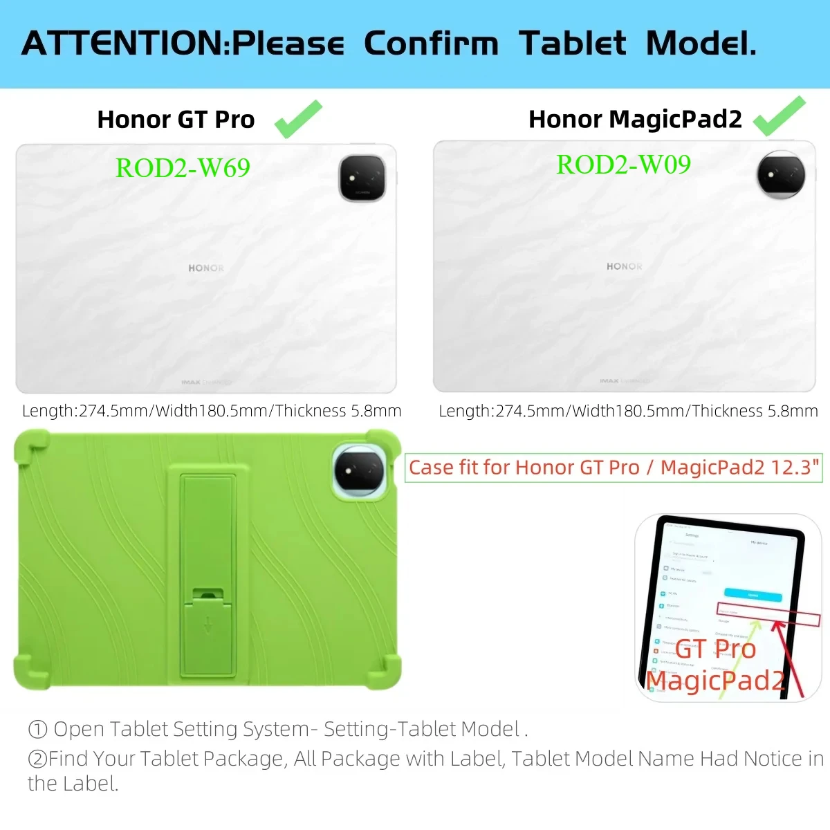 Kids Friendly Case for Honor MagicPad2 12.3 Inch Tablet Cover Soft Silicone Stand Protective Shell for Honor GT Pro 2024 Case