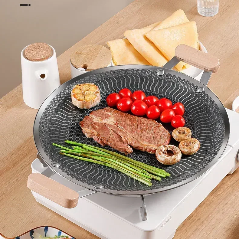 

Outdoor Camping Barbecue Grill Plate 316L Stainless Steel Cooking Plate BBQ Nonstick Frying Plate Thickened Bottom