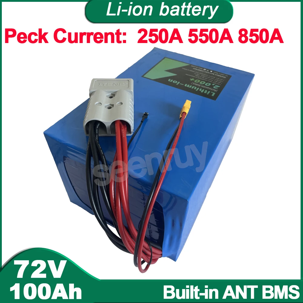 72V 100Ah Li ion With ChargerBuilt-in 100A 220A 340A BMS Lithium Polymer Battery Pack For Bike Scooter Tricycle MotorCycle