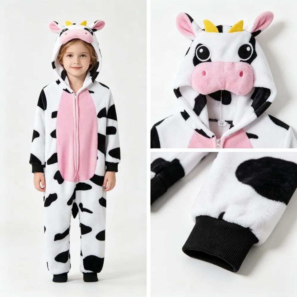 Children's Unicorn Kigurumi Pajamas One Piece Hooded Winter Warm Flannel Kids Onesies Baby Rompers Boys Girls Pijamas Homewear