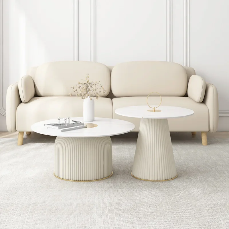 

combination hotel living room small apartment very simple modern Internet celebrity light luxury rock slab side table