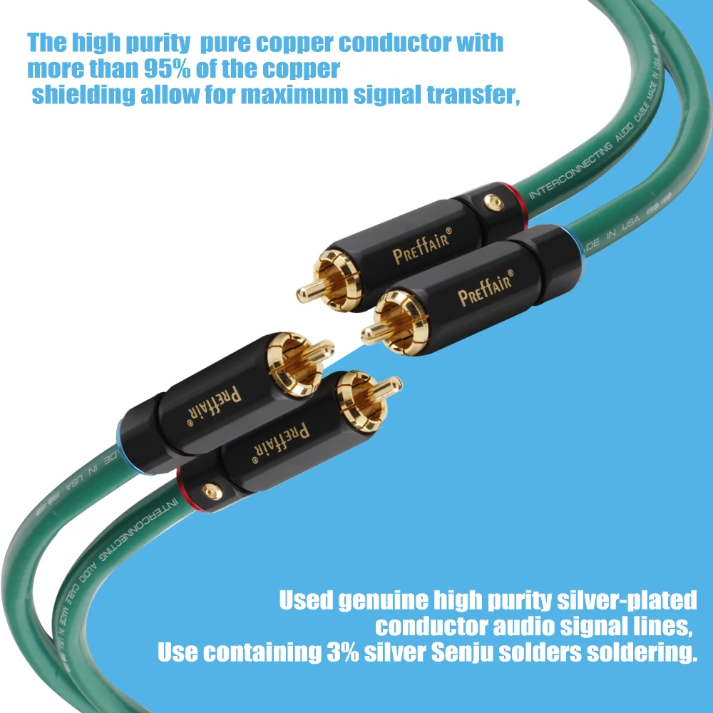 X403 One Pair 2328 Audio Cable Right Angled  to HIFI Wire 6N OFC RCA Male Pailiccs Silver/Gold Plated