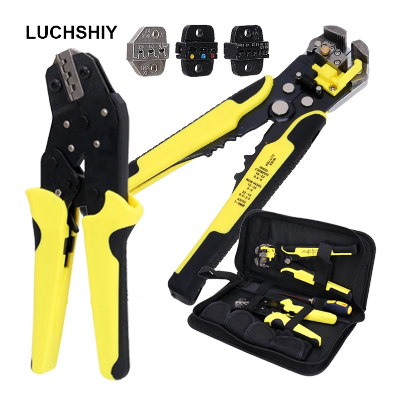 Ratchet Crimping Pliers Wire Crimper Cable Cutter Ratcheting Terminal  Pliers Electrical Clamp End Wire Stripper Hand Tools Kit