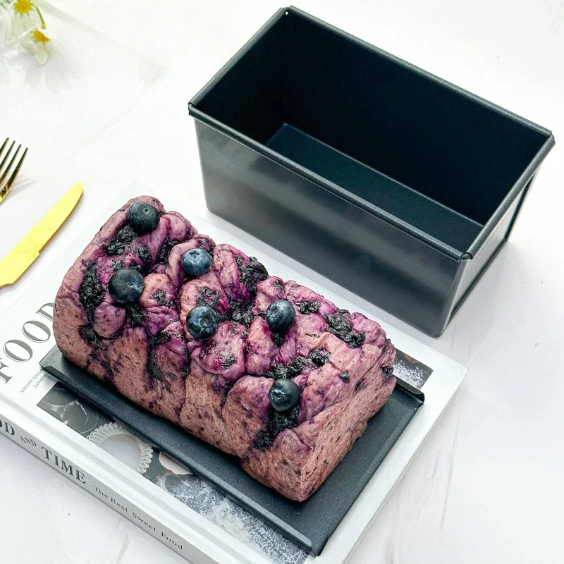 Black 450g Moulds Toast Box Bread Roasting Mold Square with Lid Baking Utensils Plated Aluminized Steel Non Stick Cake Mold 1pcs