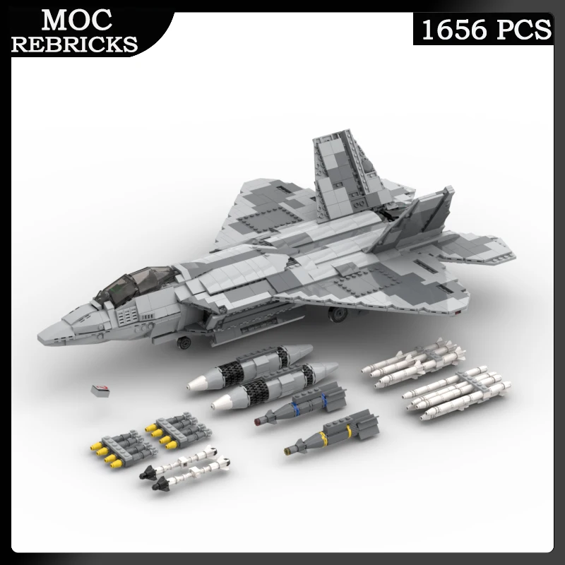 

WW II US Militarys F-22 RAPTOR Fighter Weapons MOC Building Blocks Brick Loadable Missile Figures Soldiers Bricks Toys For Kid's