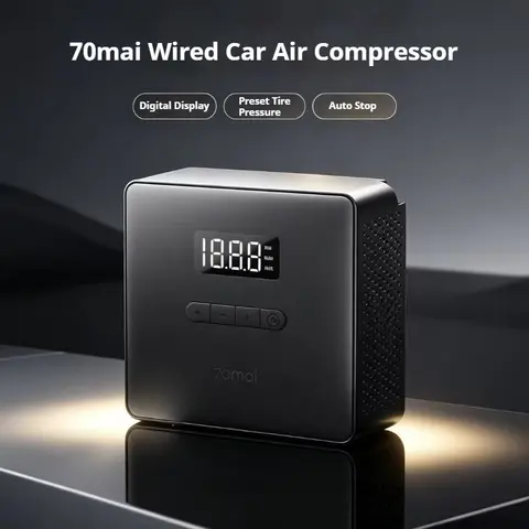 New 70mai Portable Air Compressor Tire Inflator Youth Edition 2 Air Pump for Car Tires DC 12V Tire Pump Preset Tire Pressure