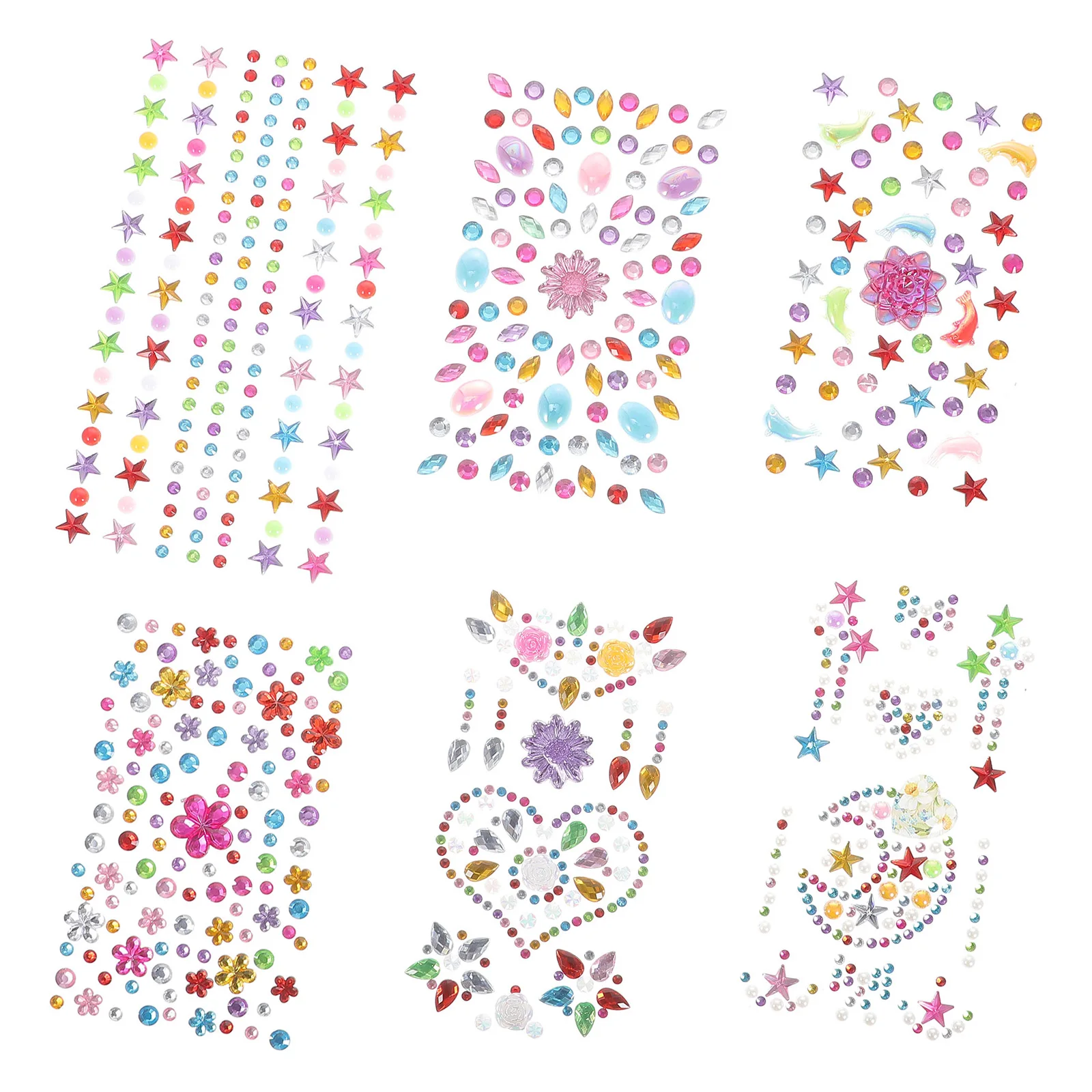

6 Sheets Children Sticker Diamonds Eye Face Rhinestones Body Gems Festival Accessories Halloween Party Decor Temporary Tattoo