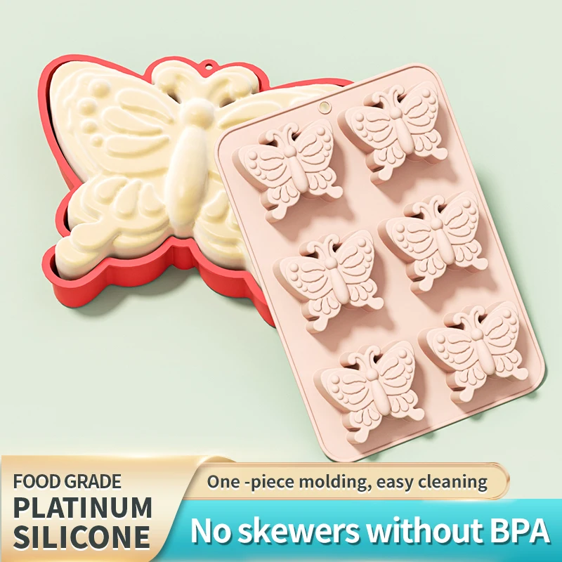 6 Hole 3D Insect Butterfly Silicone Cake Baking Mold Cupcake Pan Chocolate Dessert Soap Molds Muffin Cups Soap DIY Making Form