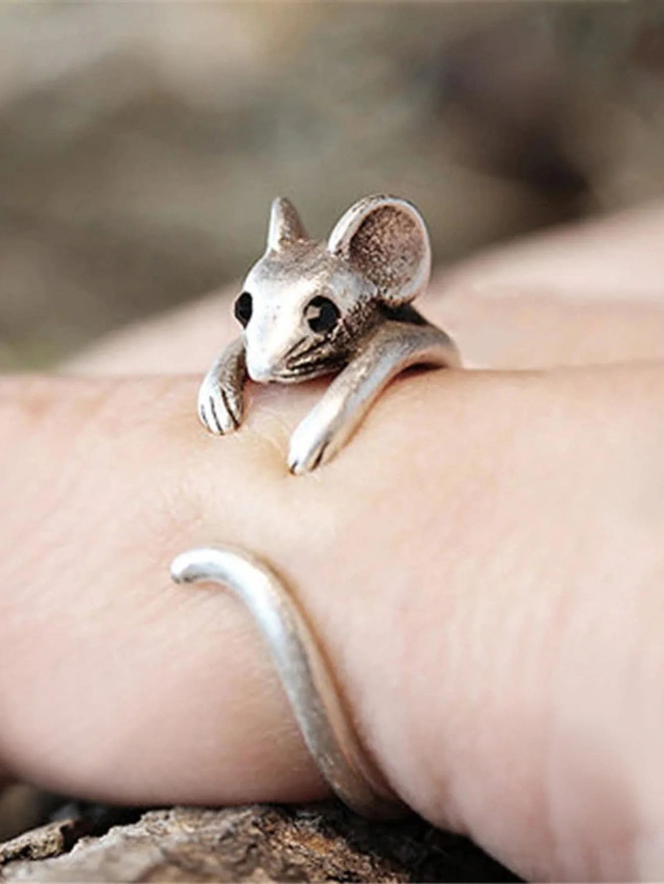 

Animal Shaped Adjustable Ring For Women, Cute Mouse Design Fashion Jewelry For Party Anniversary