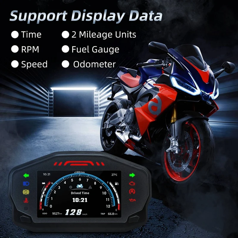 Motorcycle LED Speedometer ABS Speedometer LCD Digital Odometer Fuel Gauge For 1/2/4 Cylinder