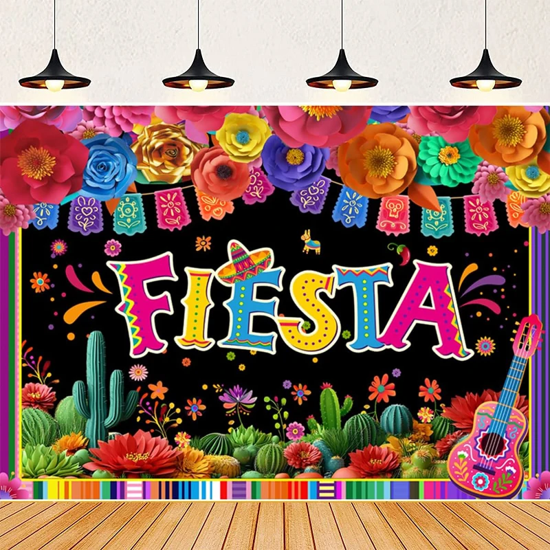 Photography Backdrop Mexican Fiesta Poster Purple Day Of The Dead Holiday Banner Party Room Decor Background Shoot Portrait