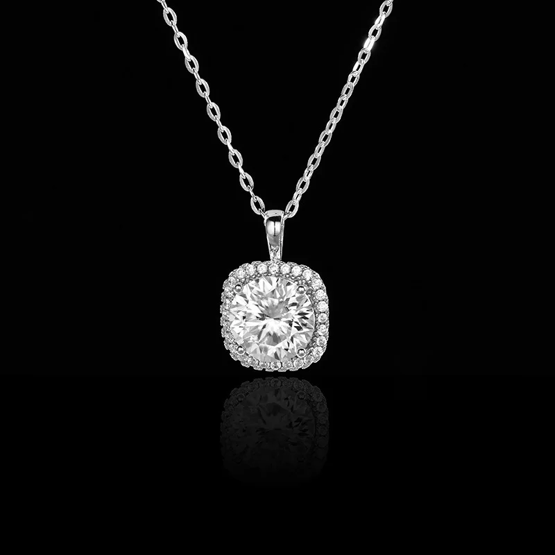 

S925 sterling silver 1ct moissanite pendant necklace fashionable women jewelry necklace engagement wedding christmas season gift