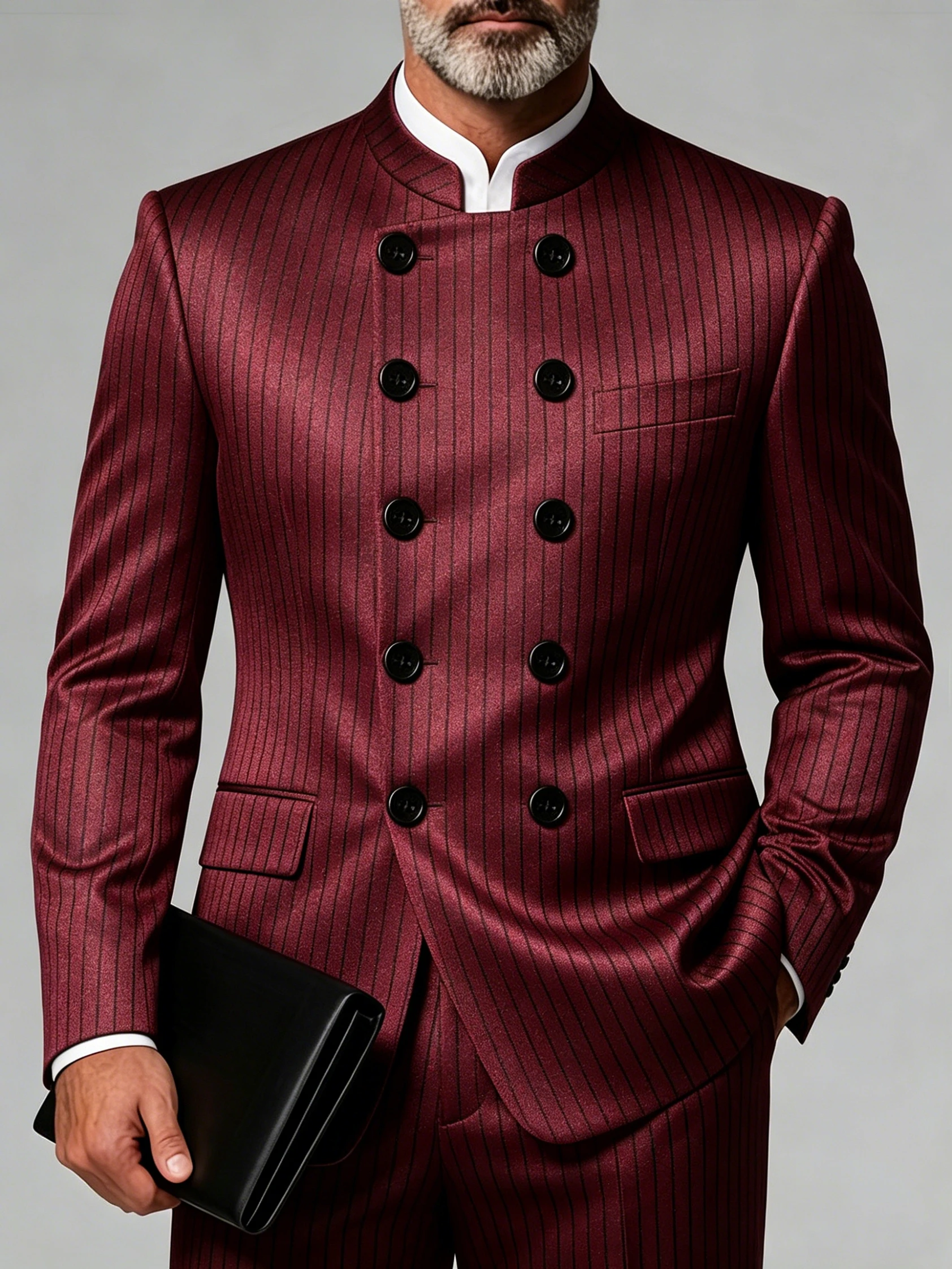 Men's Classic Business Blazer Double Breasted Burgundy Pinstripe Slim Fit Jacket Luxury Wedding Party Casual Plus Size Outerwear