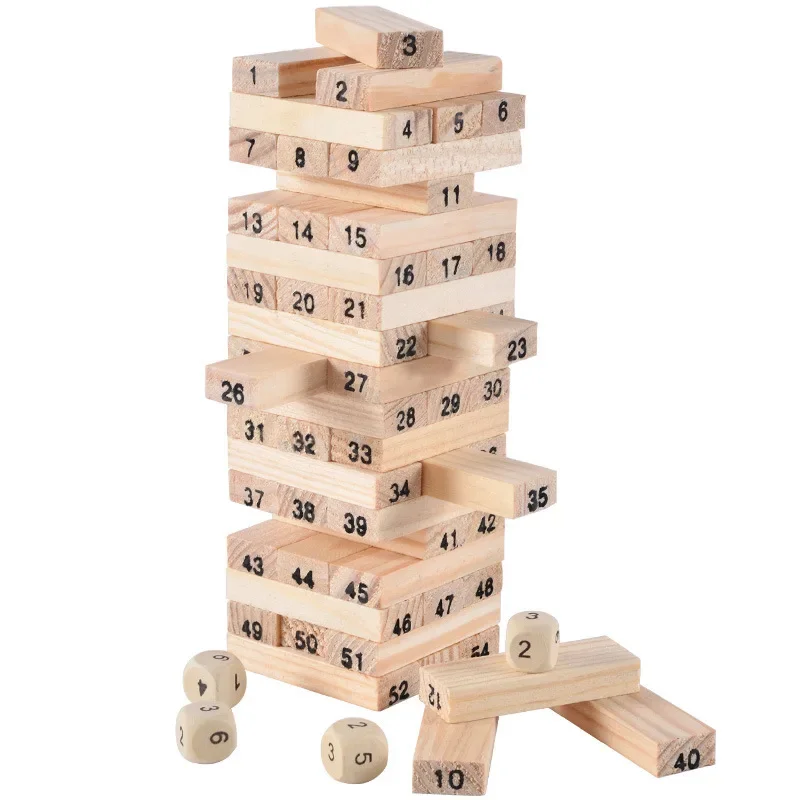 54pcs Small Size Wooden Building Blocks Kids Stacking Games Toy Children Montessori Educational Toys