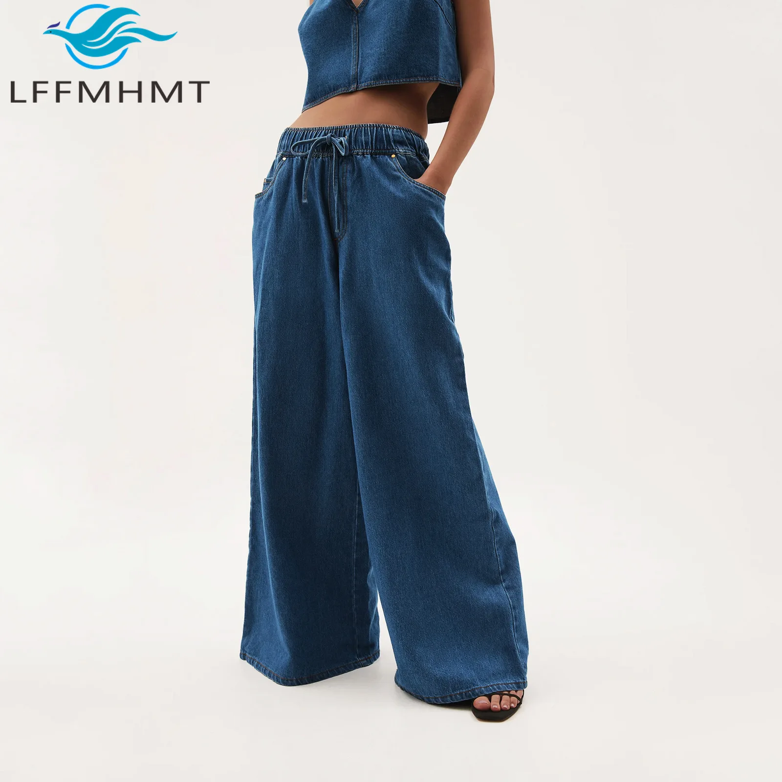 Women American Vintage Loose Casual Trouser Low Waist Washed Straight Jeans Autumn Fashion Baggy Streetwear Wide Leg Denim Pants