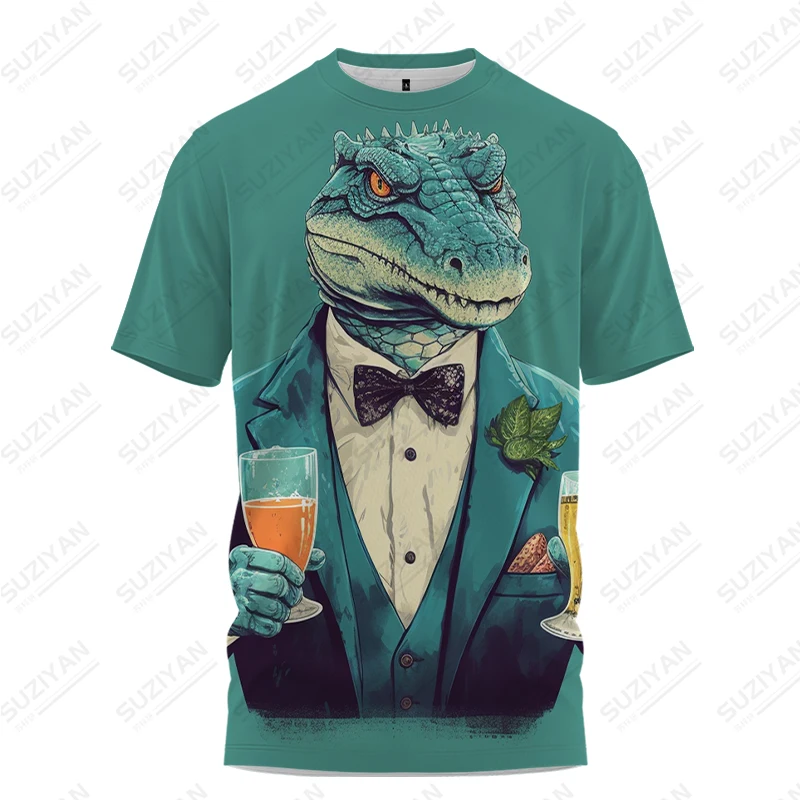 Summer new men's T -shirt Crocodile 3D printed men's T -shirt funny style men's T -shirt fashion trend men's T -shirt