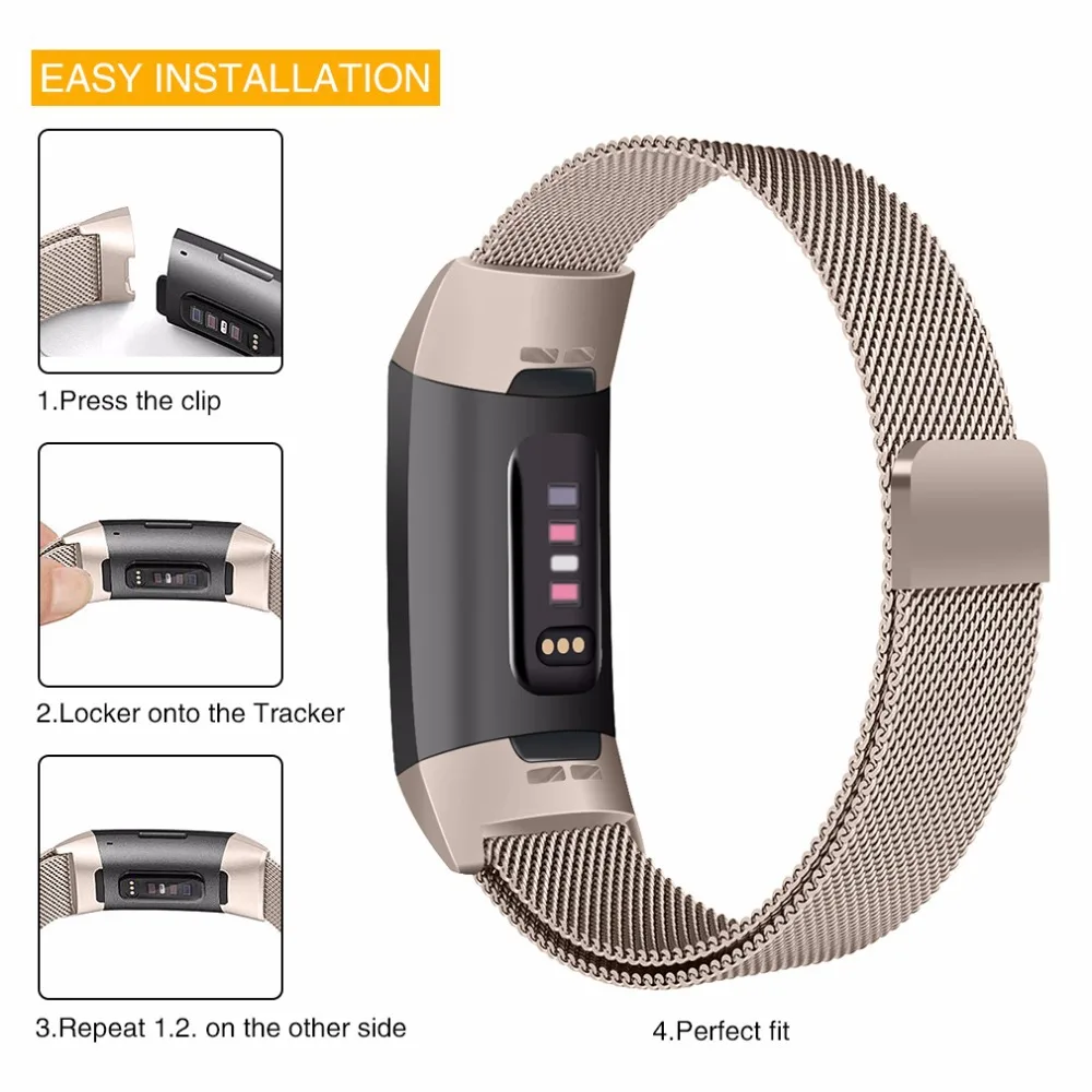 Metal Magnetic Loop Strap For Fitbit Charge 4 3 Band Replacement Wristband Watchband For Fitbit Charge 3 SE Smart Watch Correa