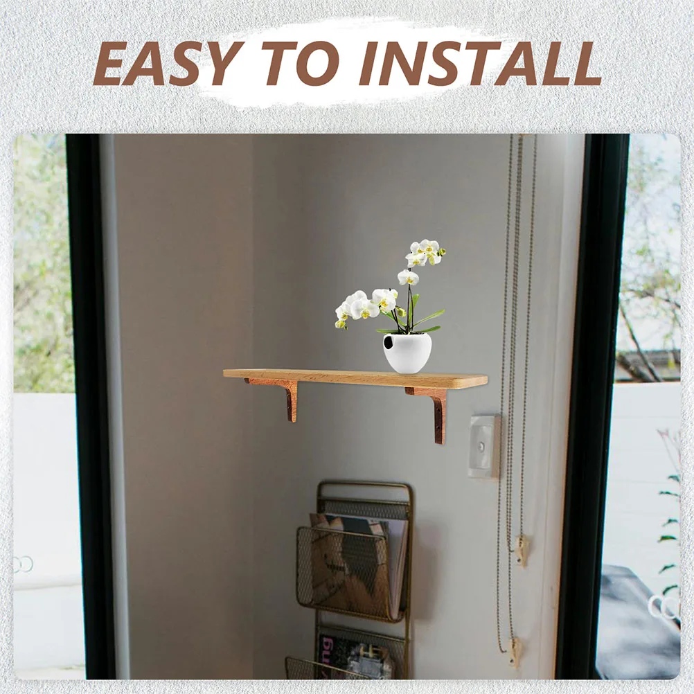 

2pcs Bamboo Shelf Brackets 15cm Sturdy Support Holder Brown Color Bookcase Shelves Bracket Floating Corner Storage Display