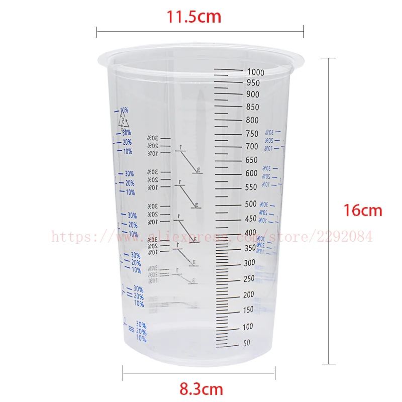 Imagem -02 - Copos de Mistura de Tintas Descartáveis com Plástico Graduado Claro Pistola Varas para Pintura 25 50 100 Pcs 1000ml