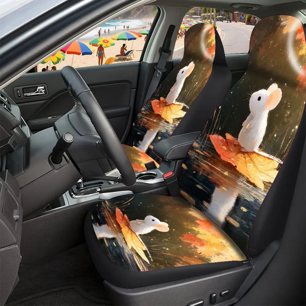Complete Set Of Floral Print Car Seat Covers, Consisting Of 5pcs: 2 For The Front And 3 For The Rear. Made From High-Quality Pol