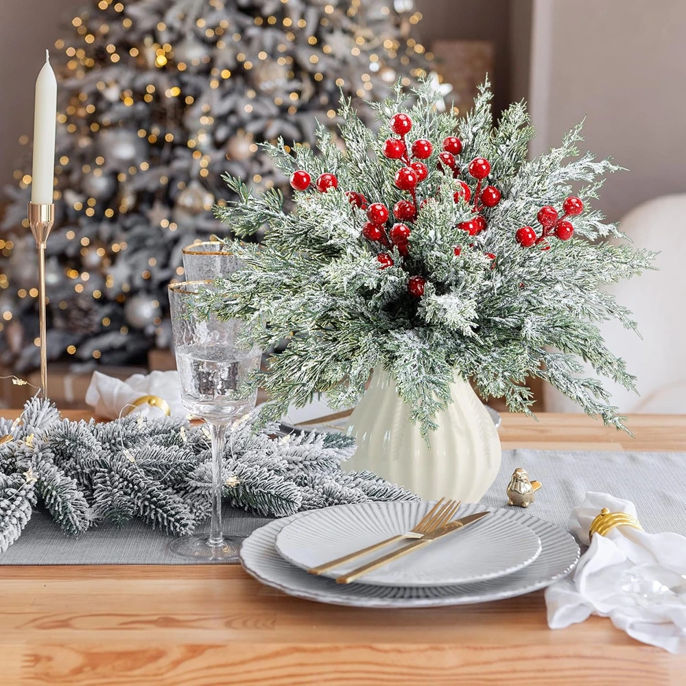 20/40pc Künstliche Pflanzen Zypresse Blätter Weihnachten Baum Hause Zimmer Tisch Dekoration Outdoor Hof Garten Hochzeit Blume Diy geschenk – Detail 2