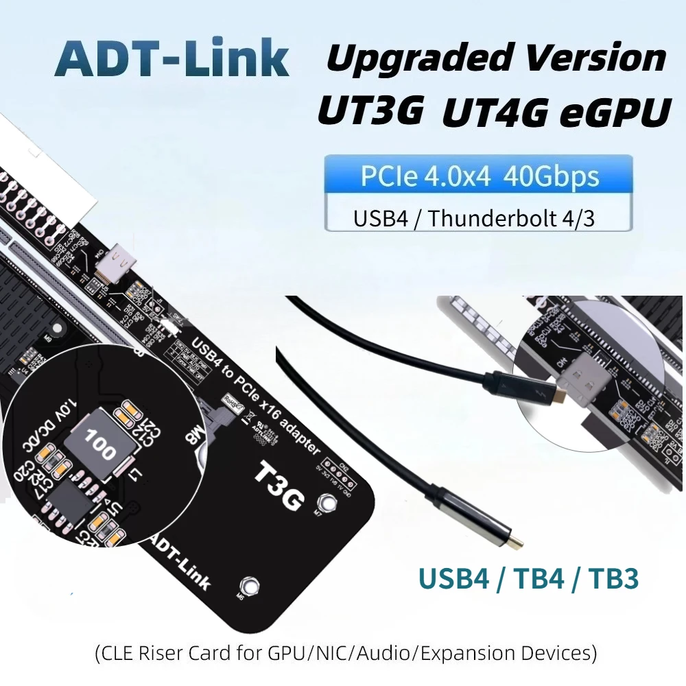 Upgarded New EGPU Thunderbolt 4/3 To PCIe X16 PCI-E 4.0 X4 GPU Dock External Adapter USB 4 BK7 Bracket NUC ITX STX Laptop Gaming