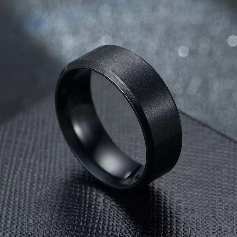 New Fashion Punk Vintage 8mm Classic Ring Male Gold Silver Color Stainless Steel Jewelry Wedding Ring For Man view 3