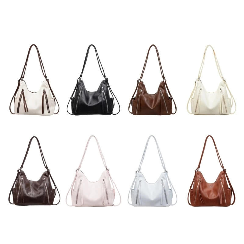 

Fashion PU Leather Shoulder Bag With Multiple Carrying Options Large Capacity Crossbody Bag Daily Commuters Handbag