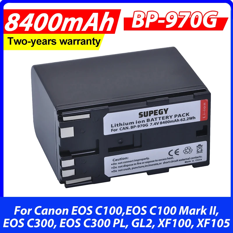 1 unidad de batería BP-970G BP970G BP 970G, BP-975 de 8400mAh para Canon EOS C100, EOS C100 Mark II, EOS C300, EOS C300 PL, GL2, XF100, XF105