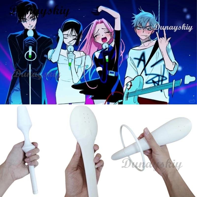 

$*()Microphone Model Anime Alien Stage Mizi Sua Luka COS Prop Female Male Roleplay Party 26CM Ruler of my heart Perform Prop Set
