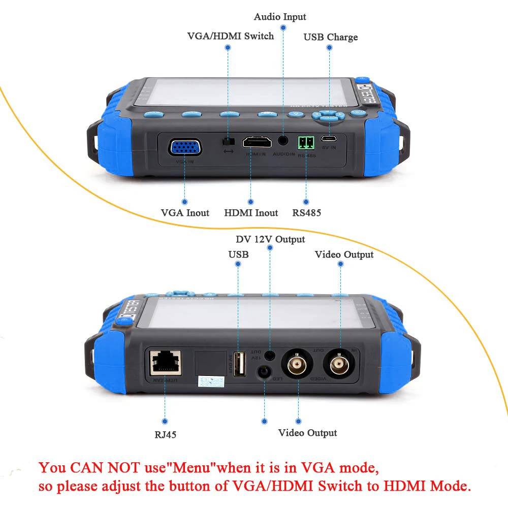 4K CCTV Tester 5 Inch AHD CVI TVI CVBS HDMI VGA Input UTP Cable Tester PEGATAH IV8W Security Monitor