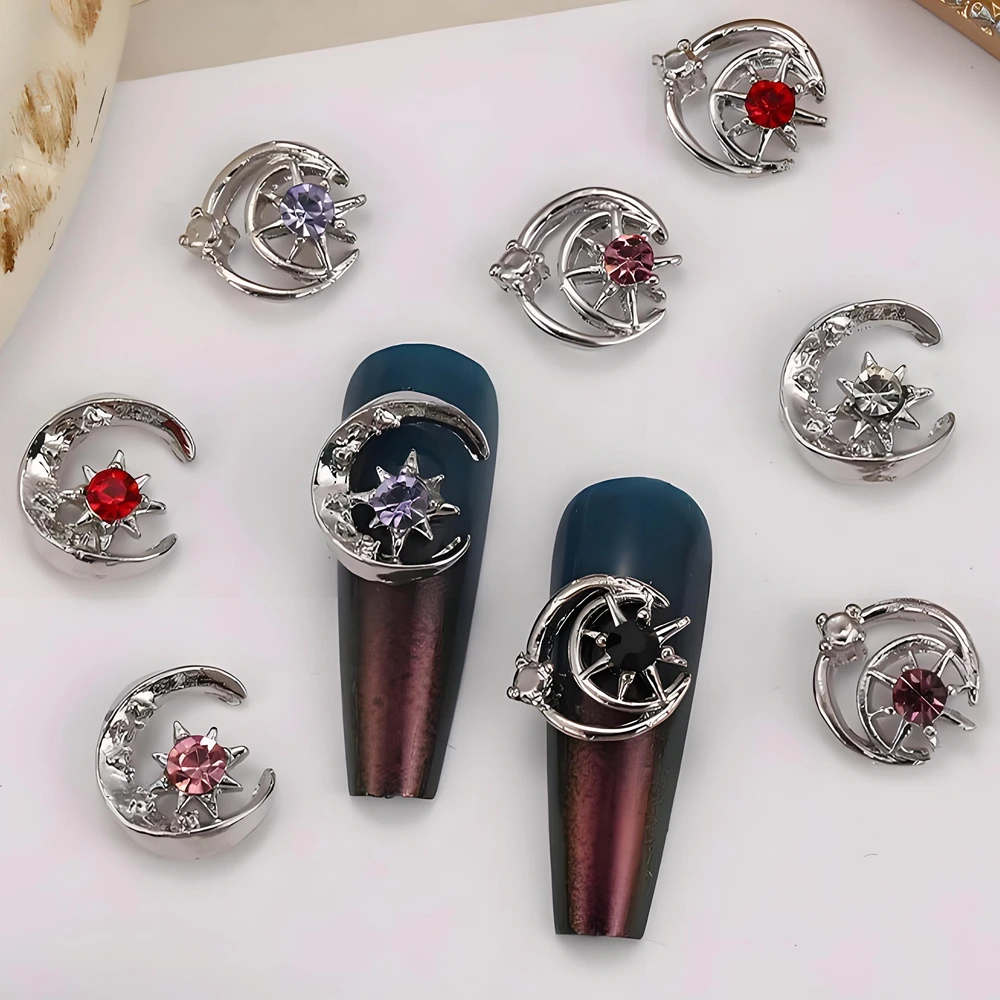 

10PCS 3D Luxury Alloy Moon Nail Art Rhinestone Charms Accessories Parts For Manicure Decor Nails Decoration Supplies Material JL