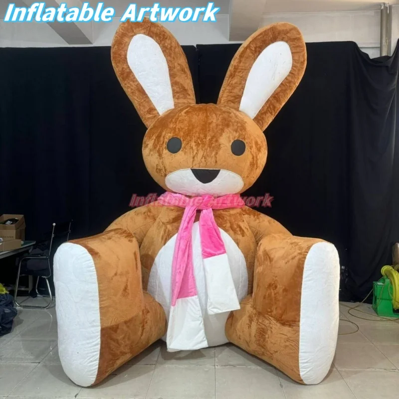 Personalized Easter Events Giant Fuzzy Inflatable Rabbit for Party Decoration Hire Toys