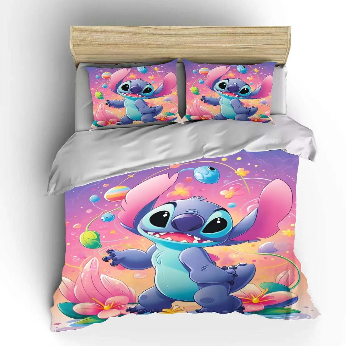 Stitch Cartoon Baby Bedding Set Children Disney 3 Pieces Set King Size Bed Set US Twin Adult Bed Cover Bedroom Quilt Duvet Gift