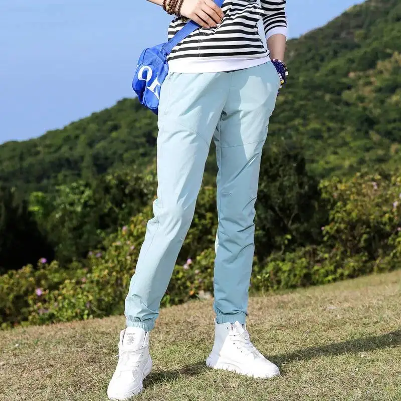 

Outdoor Fiess Sports Quick Drying Women Summer Thin Breathable Elastic Casual Trousers Hiking Fishing Work Wear Pants