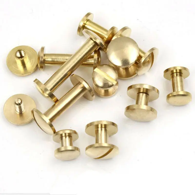 20pcs Solid Brass Binding Chicago Screws Nail Stud Rivets For Photo Album Leather Craft Studs Belt Wallet Fasteners 8mm Flat Cap