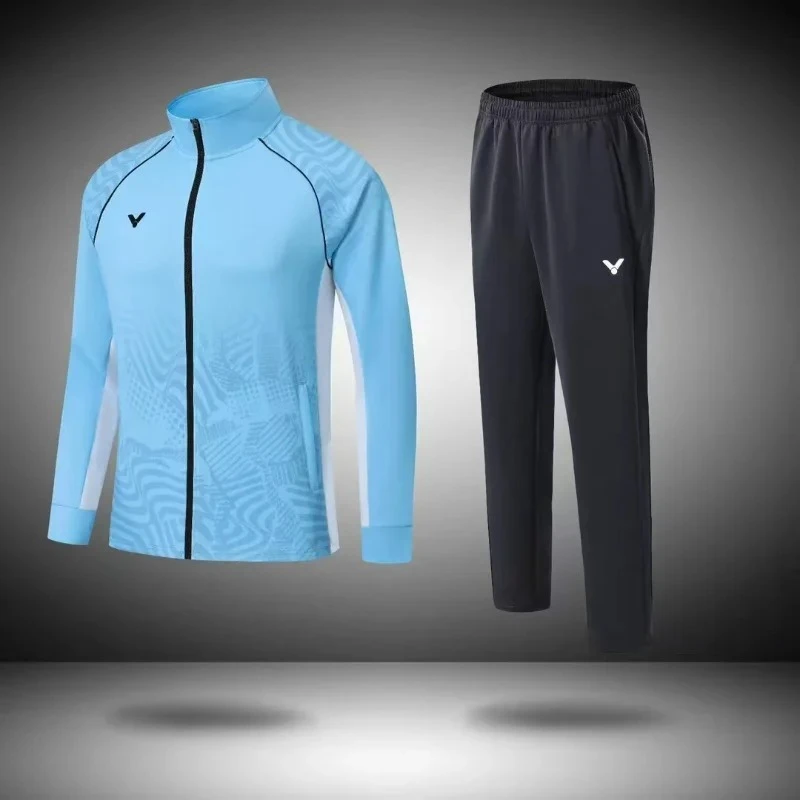 

2025 New For Victory Badminton Suit Top Long Sleeve Pants Sports Shirt Comfortable Training and Competition Suit Loose Jacket