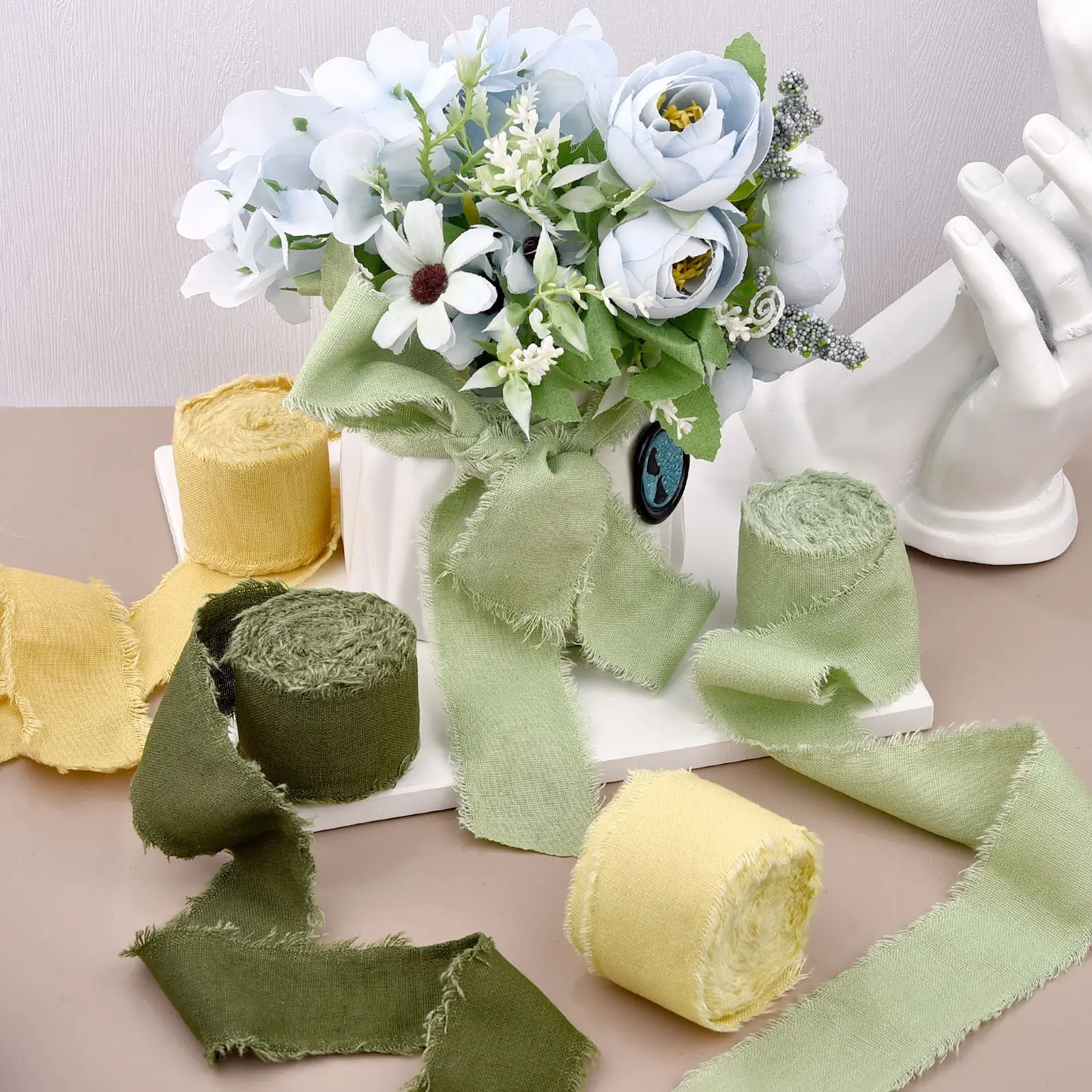 4 سنتيمتر x 5 متر المتوترة باليد حافة شريط كتان من القطن لباقات دعوة الزفاف التفاف هدايا عيد الميلاد عيد الحب الزينة