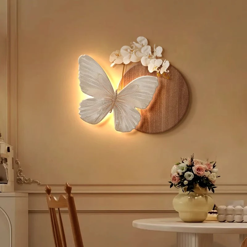 French Cream Style Butterfly Decorative Painting - Creative Living Room Wall Hanging, 3D Sandstone Wall Art
