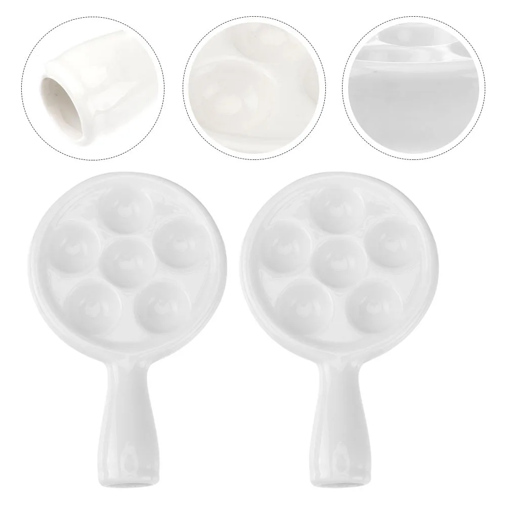 

2Pcs Superior Ceramic Escargot Plate Scratch Resistant Stable Base Snail Baking Dish for Family Dining Escargot Baking Dish