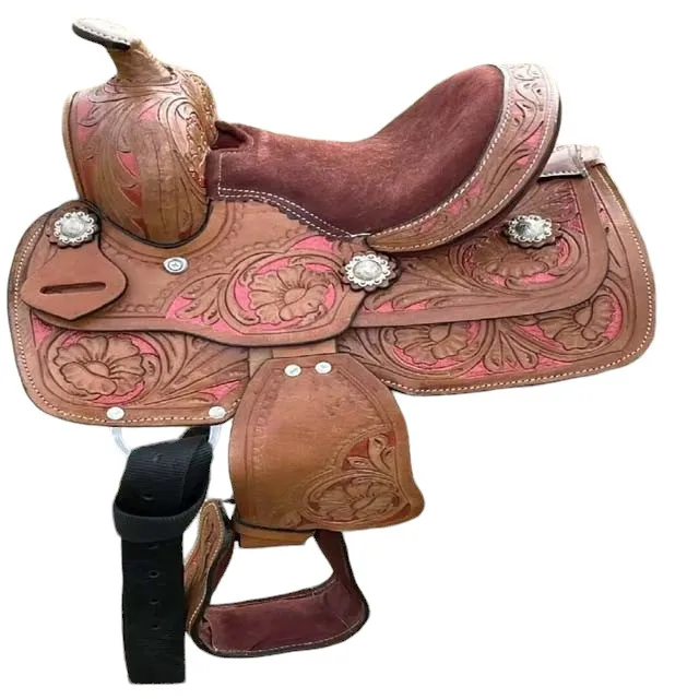 

Handmade Premium Quality Leather Western Barrel Racing Horse Saddle Trail Custom Size Design Color With All Accessories Included