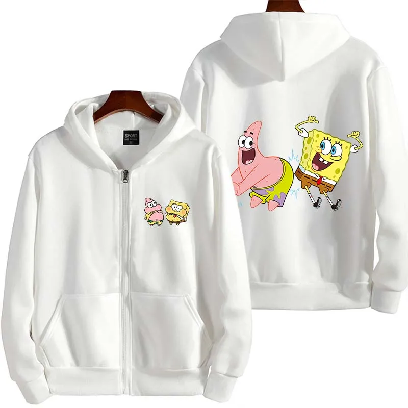 SpongeBob SquarePants And Patrick Star Anime Men's New Zipper Hoodie Women's Pullover Couple Outdoor Sports Top Free Shipping