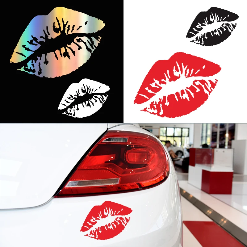 G091 10X7.5CM Car Sticker Kiss Lips Car Motorcycle Decoration Reflection Waterproof Car Shape Custom Sticker Car Accessories